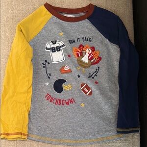 Mud Pie Yellow and Blue Long Sleeve Tee
